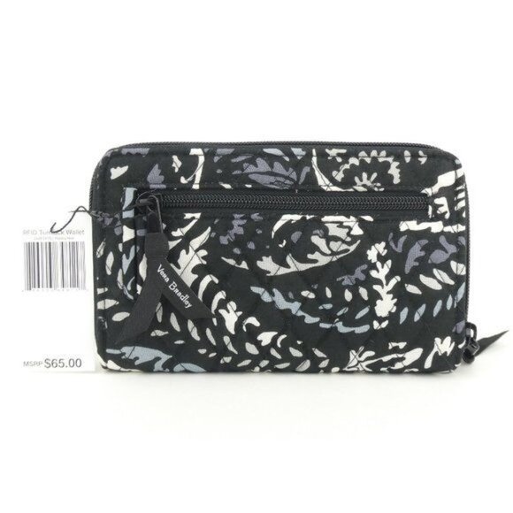 Vera Bradley Paisley Noir RFID Turnlock Wallet NWT - Picture 2 of 3